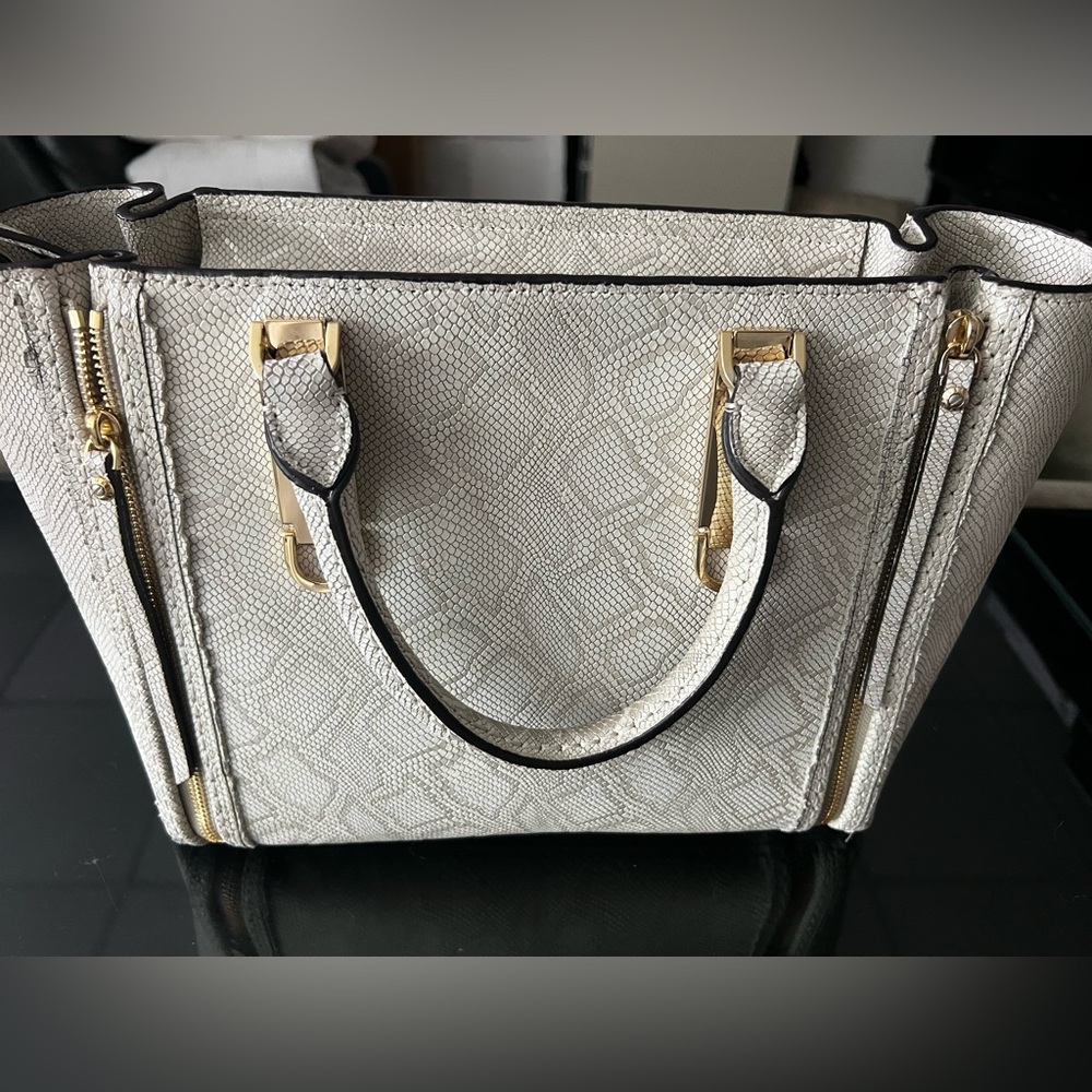 Henri Bendel Snake Print Tote in Gray and Gold - Picture 7 of 16